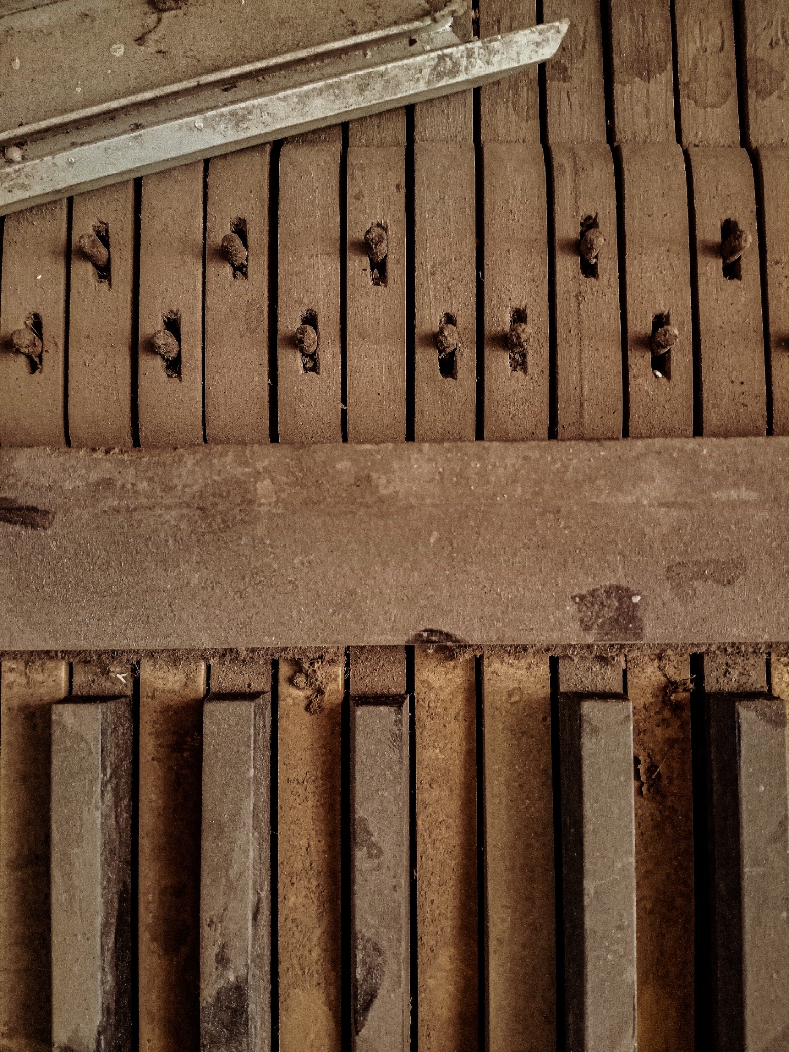 Old piano in workshop